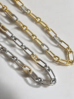 18K Gold/Silver Plated  Large Oval Link Clip With CZ Necklace