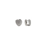 18K Gold/Silver Double Sided Heart CZ Earrings