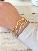 Nautical Chic: High Polish Puffed Anchor Link Bangle