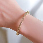 18K Gold Baguette CZ With Beads Bracelet