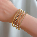 18K Gold Baguette CZ With Beads Bracelet