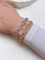 18K Gold/Silver Bamboo Link Bracelet