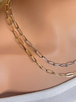 18K Gold/Silver 5MM Oval Link Chain Necklace