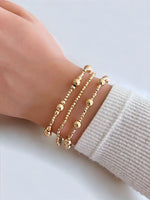 18K Gold 5mm Bead With Shiny Crysta3 2mm 6 Bead Bracelet