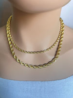 18K Gold Twisted Rope 16"+2" 6MM Necklace