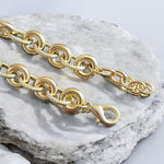 18K Gold Plated Roll & Textured Oval Link Necklace