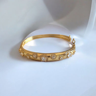 18K Gold/Silver Round Cut CZ Bangle