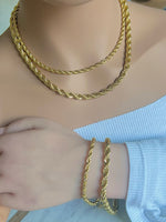 18K Gold Twisted Rope 16"+2" 6MM Necklace