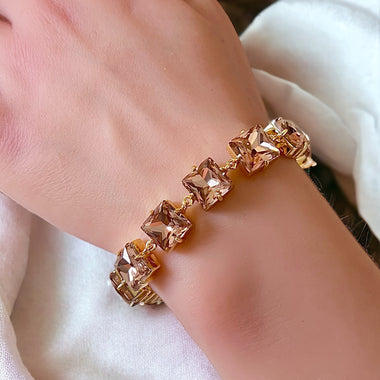 Rose Peach Swarovski Element Crystal Tennis Bracelet