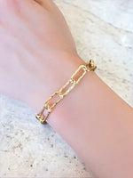 Golden Links: Elegant Paperclip Chain Bracelet with Magnetic Closure