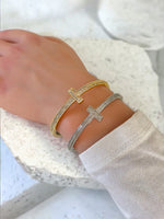 Timeless Brilliance: CZ "T" Hinged Bangle