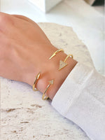 18K Gold CZ Triangle Cuff & Cone Bangles