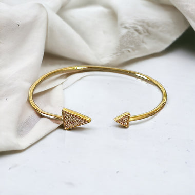 18K Gold CZ Triangle Cuff & Cone Bangles