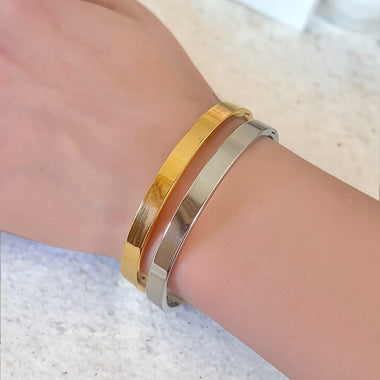 Sleek Simplicity: 6mm Flat Stainless Steel Bangle Bracelet