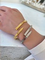 Chic Stainless Steel Nail-Inspired Bangle Bracelet