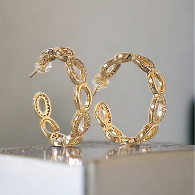 32mm CZ Oval Link Hoop Earrings