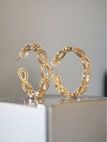 32mm CZ Oval Link Hoop Earrings