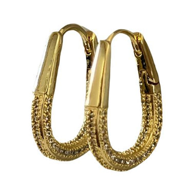 Teardrop Pave Hoop Earrings