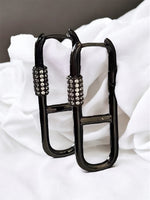 Cubic Zirconia Pave Carabiner Hoop Earrings