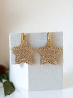 Pave Cubic Zirconia Star Drop Earrings