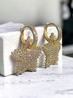 Pave Cubic Zirconia Star Drop Earrings