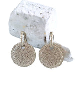 Pave Cubic Zirconia Drop Disc Earrings