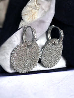 Pave Cubic Zirconia Drop Disc Earrings