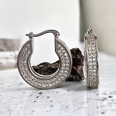 25MM Pave Cubic Zirconia Hoop Earrings