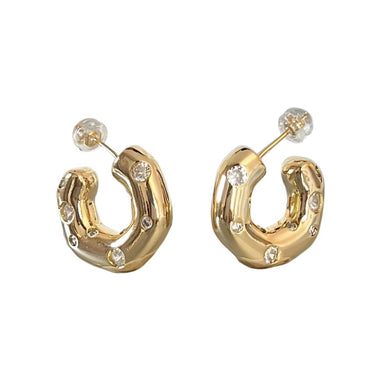 C Shaped Zircon Hoop Earrings