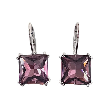 Amethyst Swarovski Element Crystal Leverback Earrings