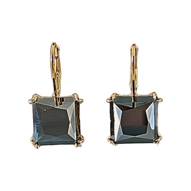 Jet Hematite Swarovski Element Crystal Leverback Earrings