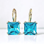 Aquamarine Swarovski Crystal Leverback Earrings