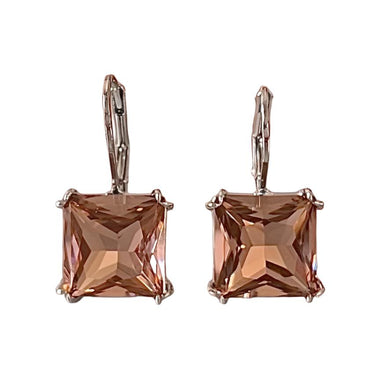 Peach Rose Swarovski Element Crystal Leverback Earrings