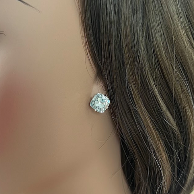 Cushion-Cut Swarovski Crystal Post Earrings