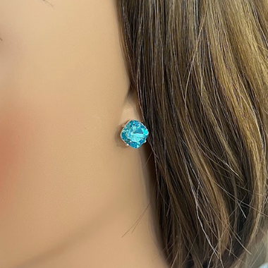 Aquamarine Cushion-Cut Swarovski Element Crystals