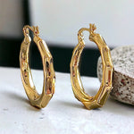 Stainless Steel Gold Puffy Hoop Earrings