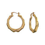 Bamboo Brilliance: 35mm Gold-Plated Hoop Earrings