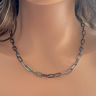 Titanium Essence: Paperclip Link Necklace