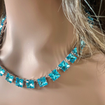 Aquamarine Elegance K9 Swarovski Crystal Tennis Necklace