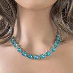 Aquamarine Elegance K9 Swarovski Crystal Tennis Necklace