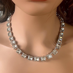 Square-Cut K9 Swarovski Element Crystal Tennis Necklace