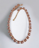 Square-Cut Rose Peach K9 Swarovski Element Crystal Necklace