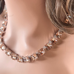 Square-Cut Rose Peach K9 Swarovski Element Crystal Necklace