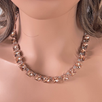 Square-Cut Rose Peach K9 Swarovski Element Crystal Necklace