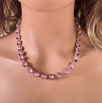 Light Rose Swarovski Element Crystal Tennis Necklace