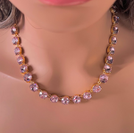 Light Rose Swarovski Element Crystal Tennis Necklace