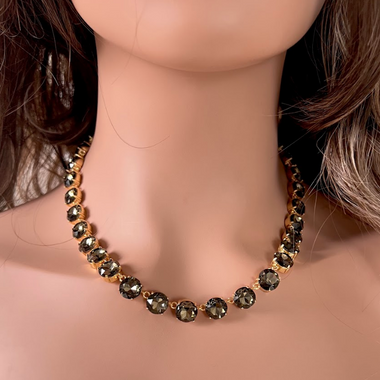 Black Diamond Swarovski Element Crystal Tennis Necklace