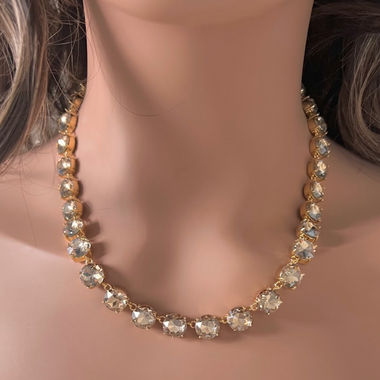 Champagne Swarovski Element Crystal Tennis Necklace