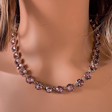 Amethyst Swarovski Element Crystal Tennis Necklace