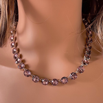 Amethyst Swarovski Element Crystal Tennis Necklace